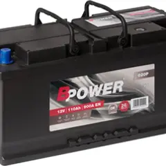 Czarny akumulator BPower 12V 110Ah. Zastanawiasz się, jaki akumulator do samochodu wybrać? Ten model to solidny wybór.