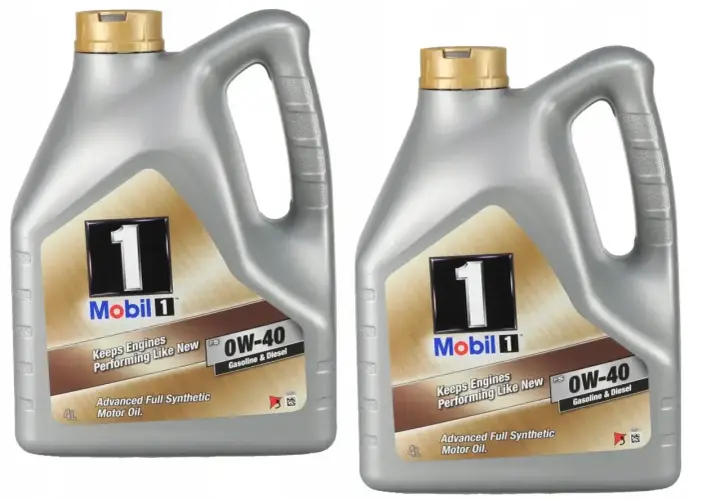 Dwa litrowe kanistry oleju Mobil 1 0W-40 do silników benzynowych i diesla. Idealny do utrzymania silnika w doskonałej kondycji.