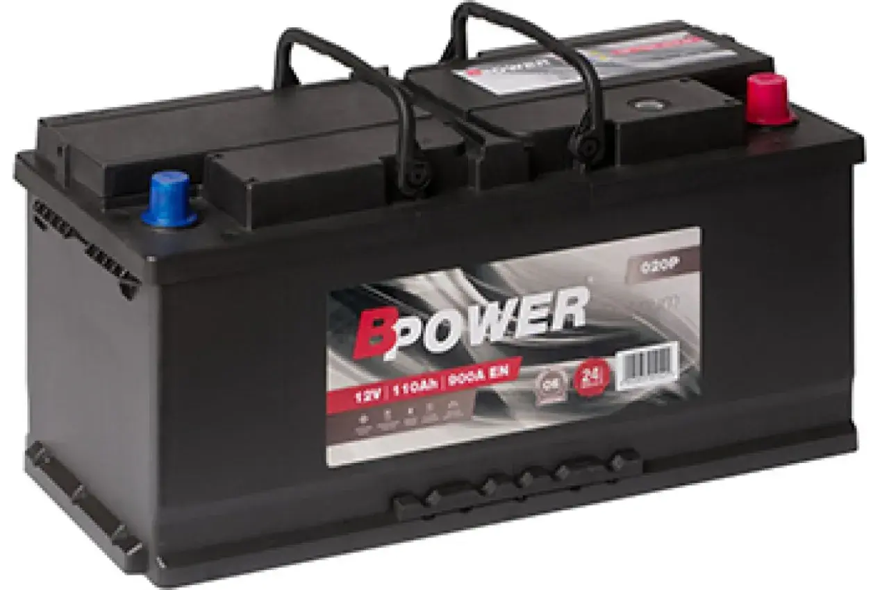Czarny akumulator BPower 12V 110Ah. Zastanawiasz się, jaki akumulator do samochodu wybrać? Ten model to solidny wybór.