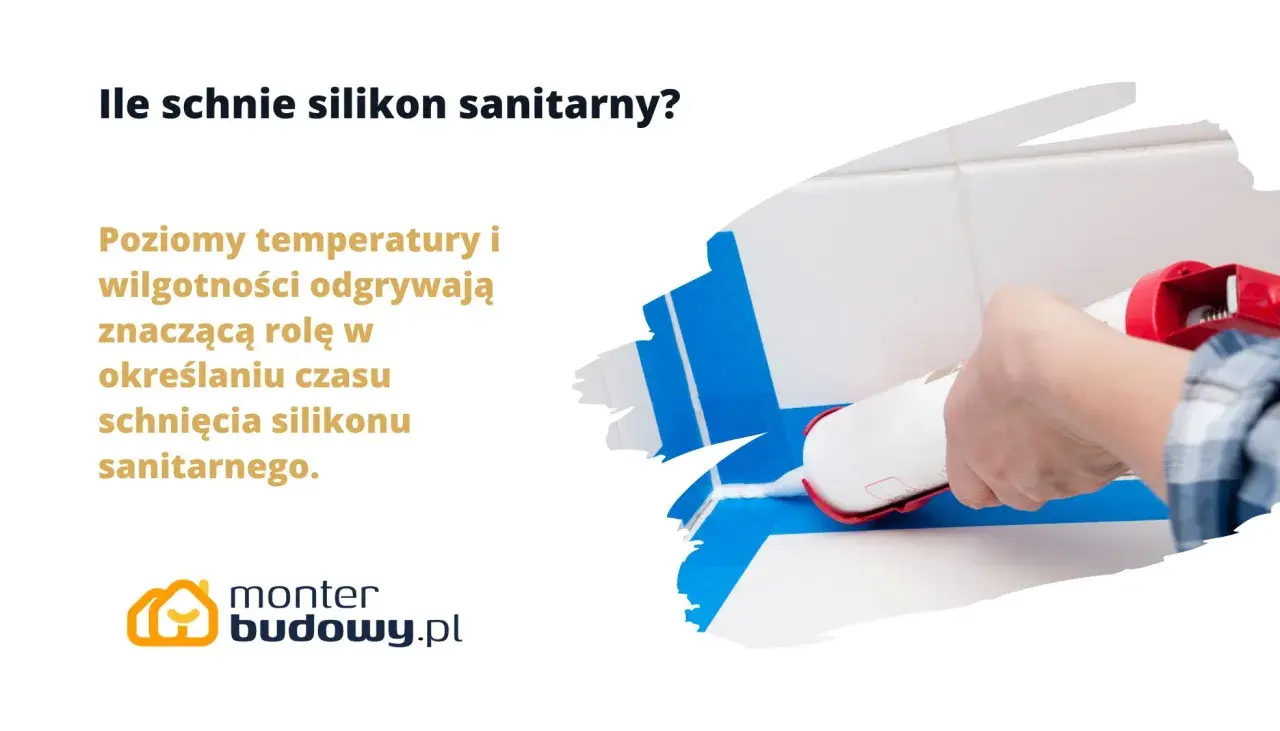 Dłoń z pistoletem do silikonu uszczelnia fugę między białymi płytkami.